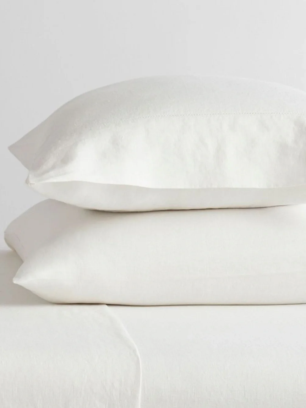 Belgian Flax Linen Hemstitch Pillowcases Set Of 2 NWOT classic Ivory